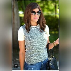 JCrew Fringe Black and White Women's Top Medium